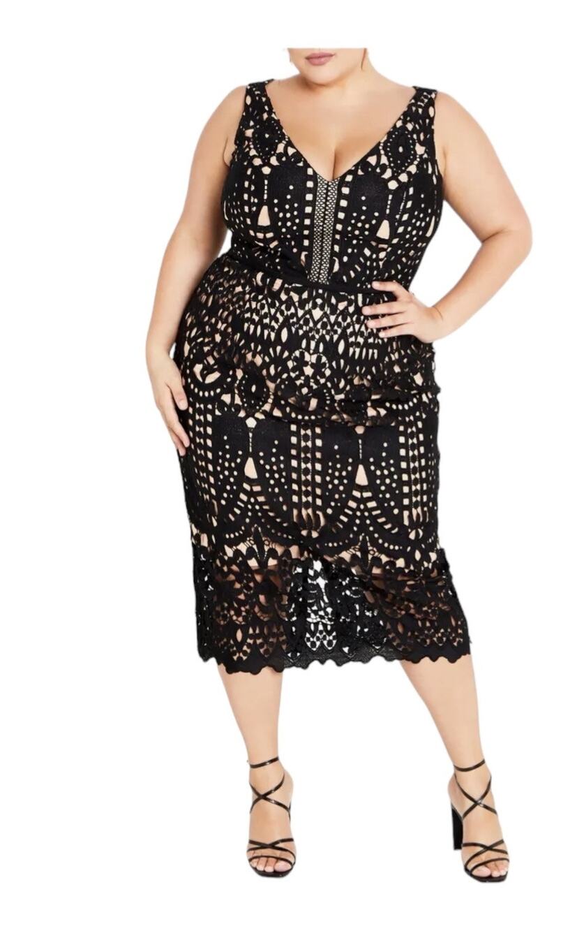 City Chic dress All Class lace overlay sheath black size XXL 24